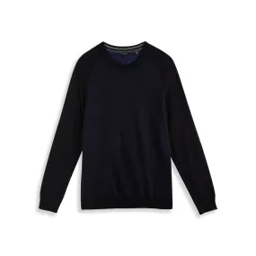Men Newbiee-Ls Birdseye Spot Crew Neck Jumper - Navy