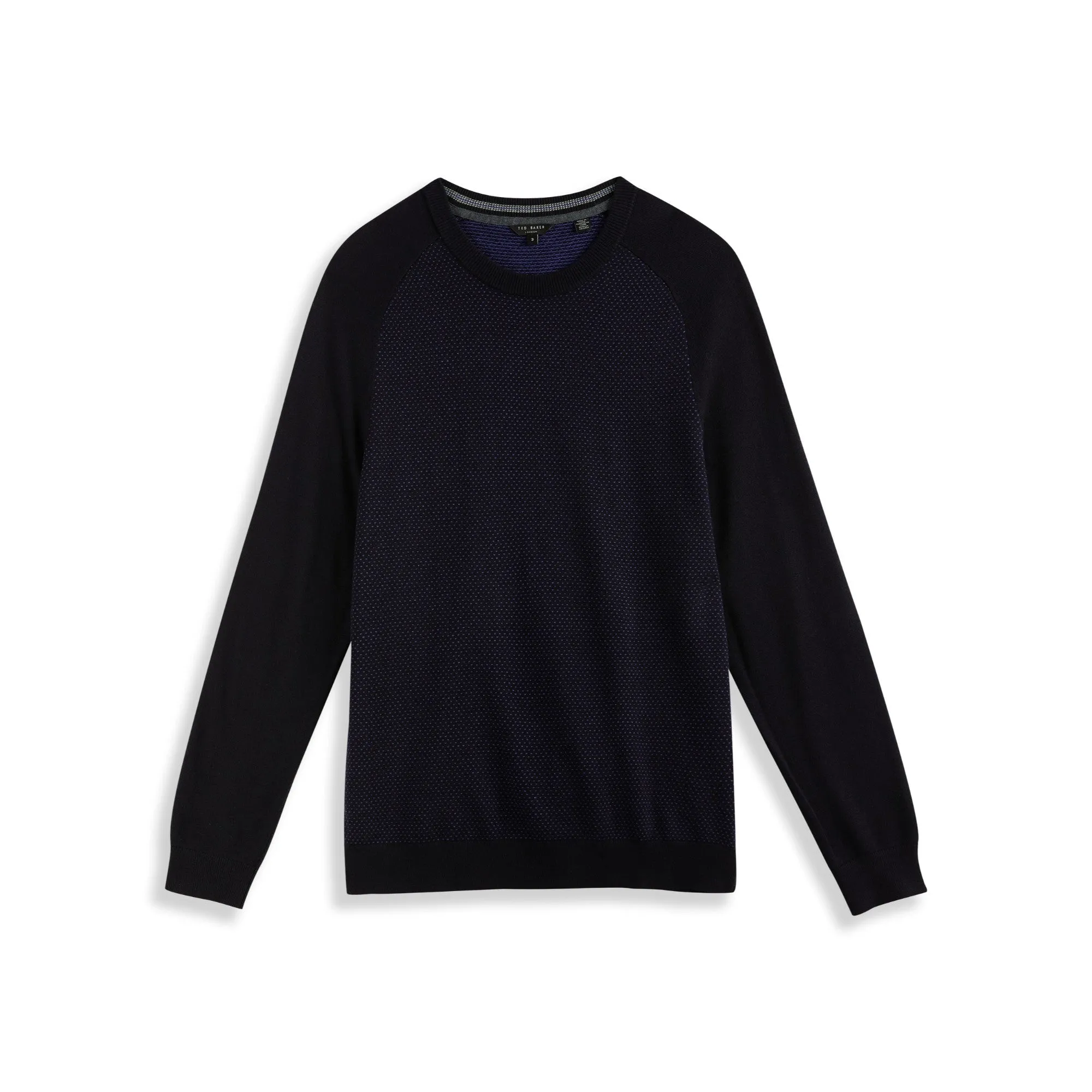 Men Newbiee-Ls Birdseye Spot Crew Neck Jumper - Navy