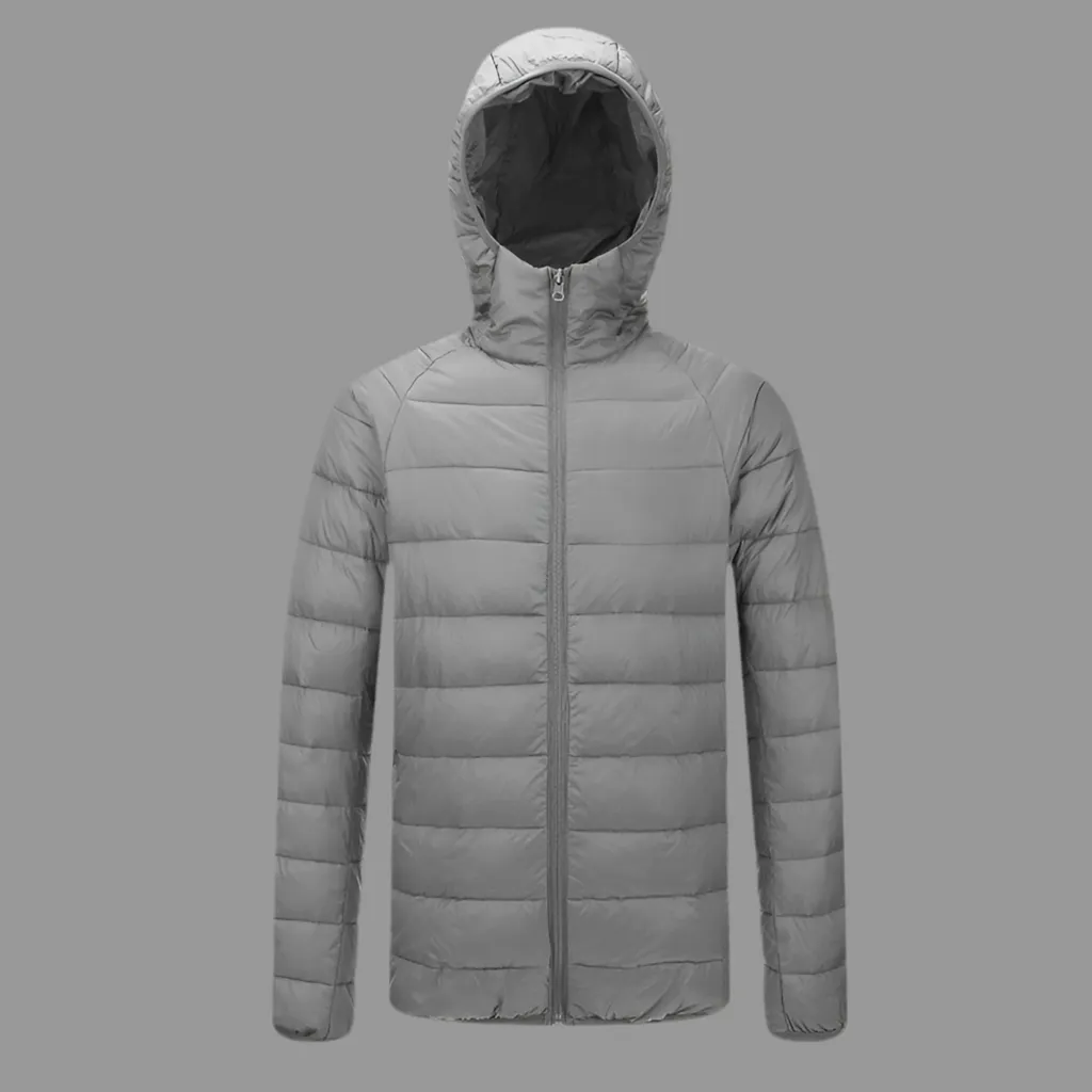 Men’s Lightweight Hooded Winter Coat – Warm Zipper Jacket