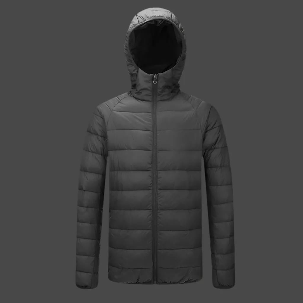 Men’s Lightweight Hooded Winter Coat – Warm Zipper Jacket