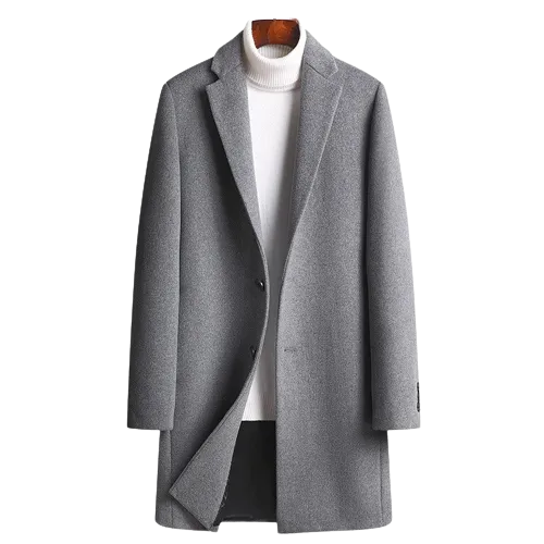 Mens Luka Front Button Wool Long Coat