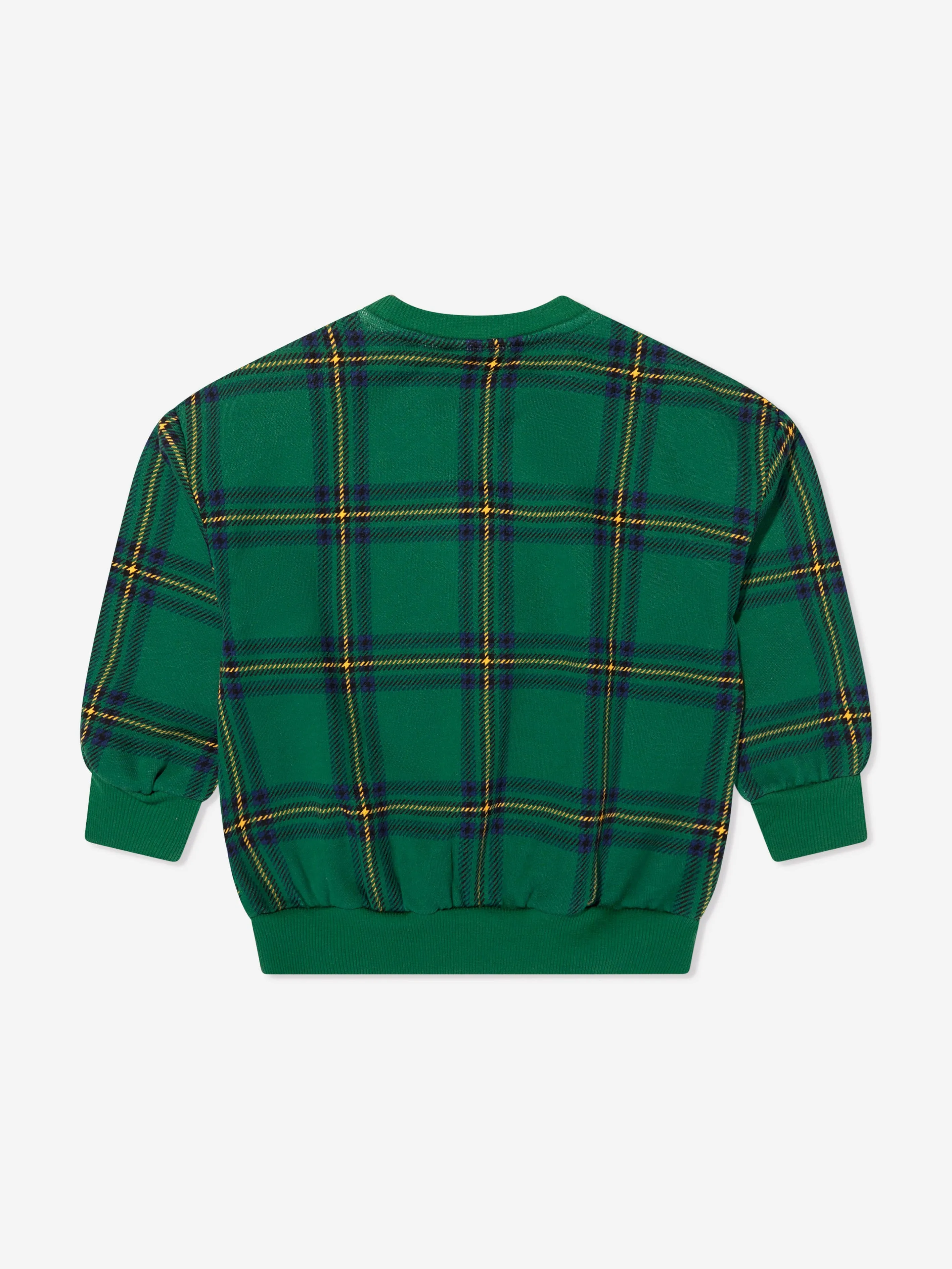 Mini Rodini Kids Organic Cotton Check Print Sweatshirt in Green