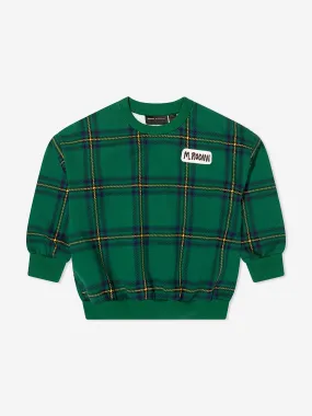 Mini Rodini Kids Organic Cotton Check Print Sweatshirt in Green