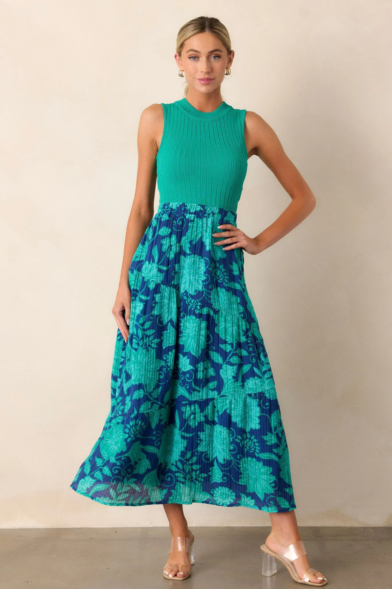 MINKPINK Connie Navy Tiered Midi Skirt