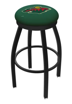 Minnesota Wild HBS Black Swivel Bar Stool with Green Cushion