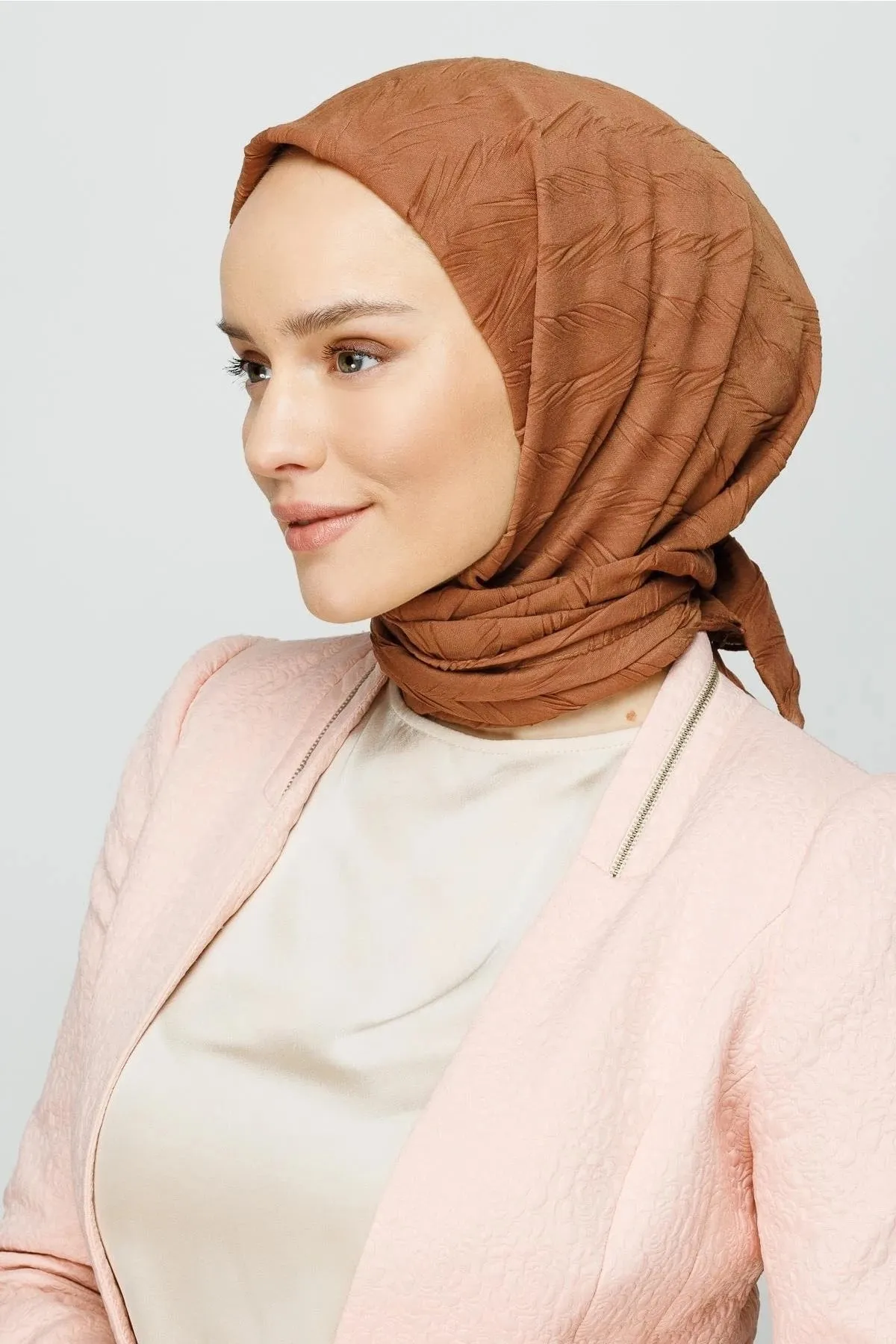 Mocha Pleated Bamboo Square Scarf