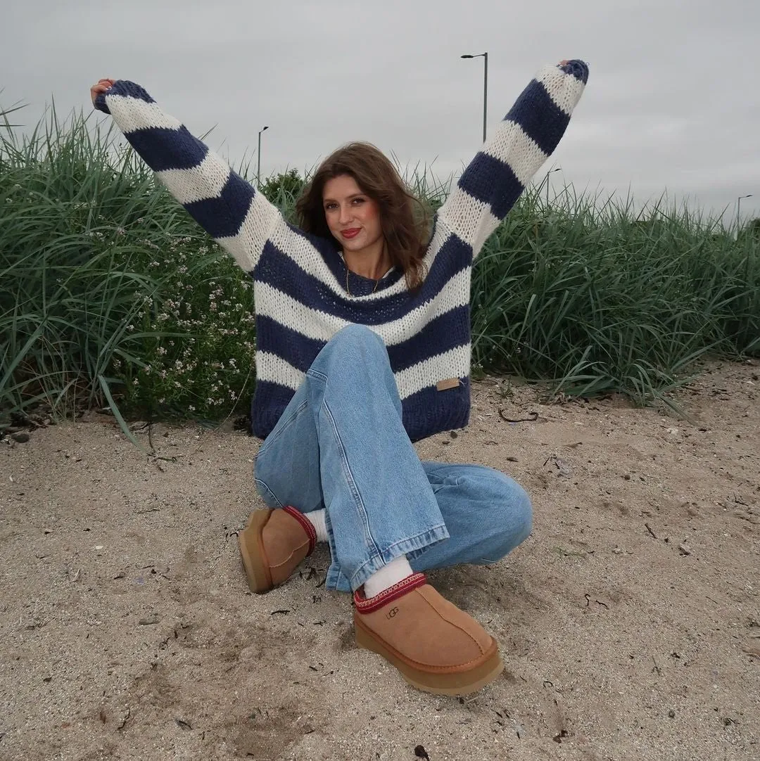 Navy Forget Me Not Stripe Jumper