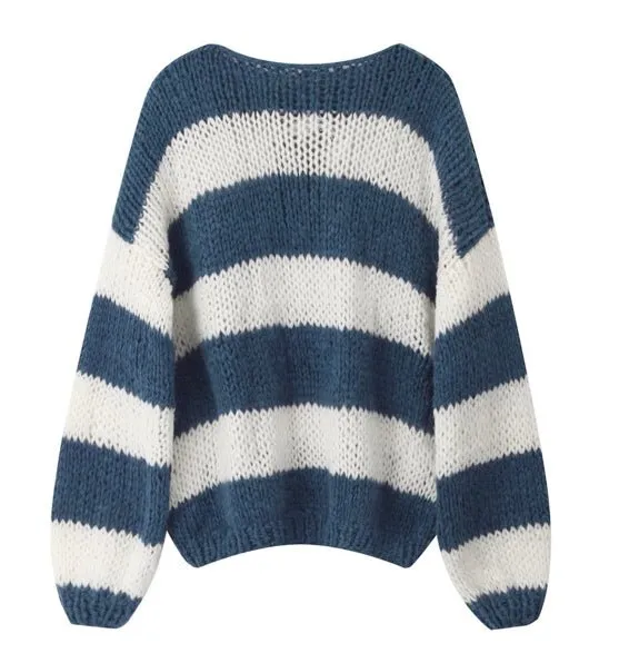 Navy Forget Me Not Stripe Jumper