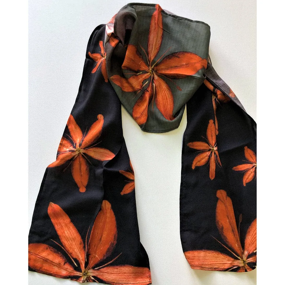 Night Lillies Cotton Scarf