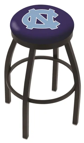 North Carolina Tar Heels HBS Black Swivel Bar Stool with Blue Cushion