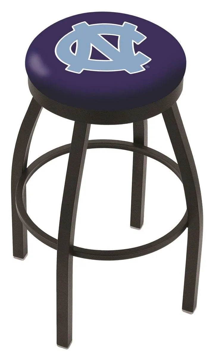 North Carolina Tar Heels HBS Black Swivel Bar Stool with Blue Cushion