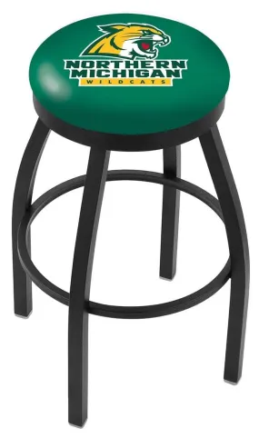 Northern Michigan Wildcats HBS Black Swivel Bar Stool with Green Cushion