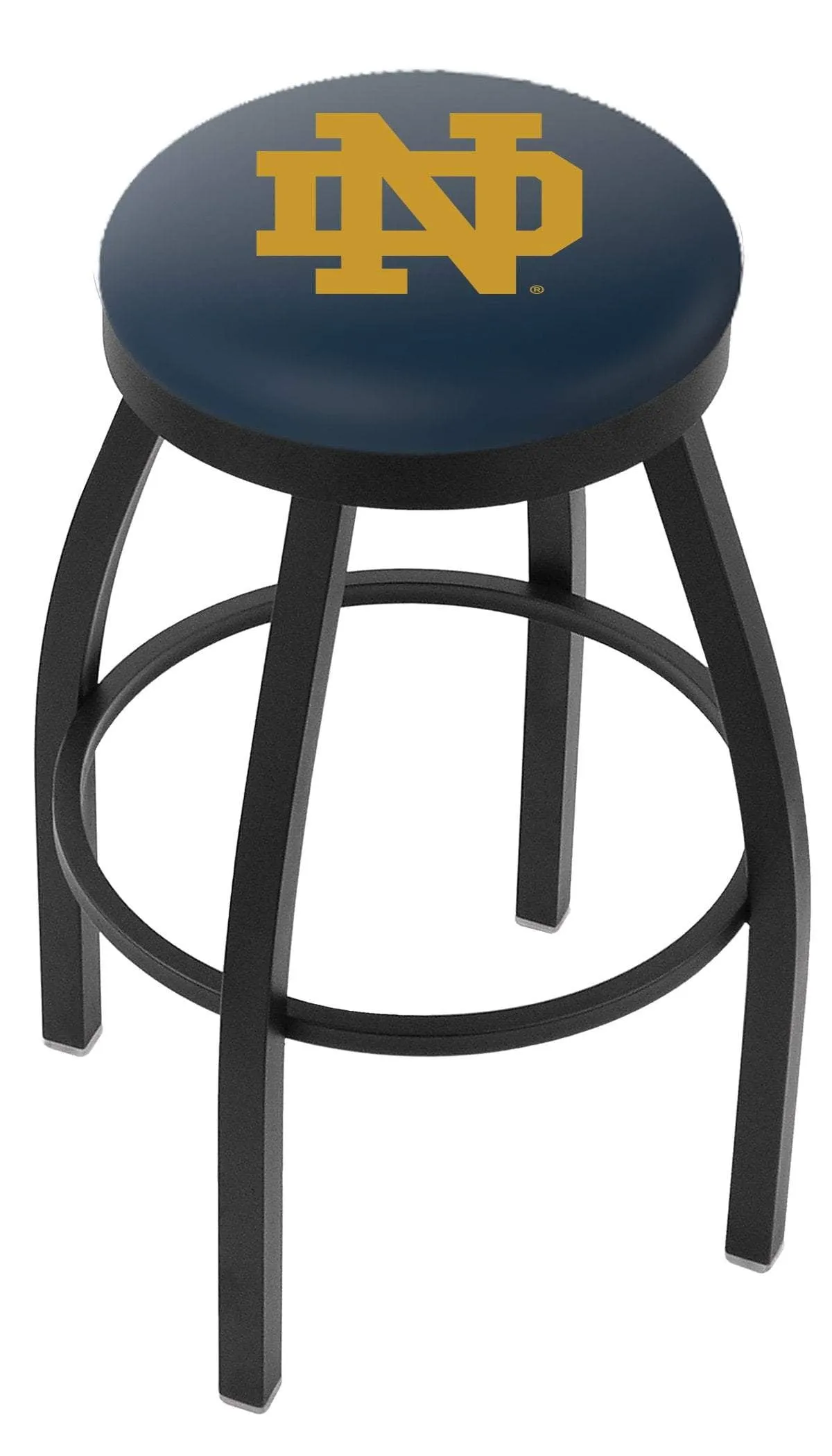 Notre Dame Fighting Irish "ND" Black Swivel Bar Stool with Blue Cushion