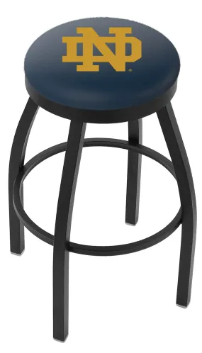 Notre Dame Fighting Irish "ND" Black Swivel Bar Stool with Blue Cushion