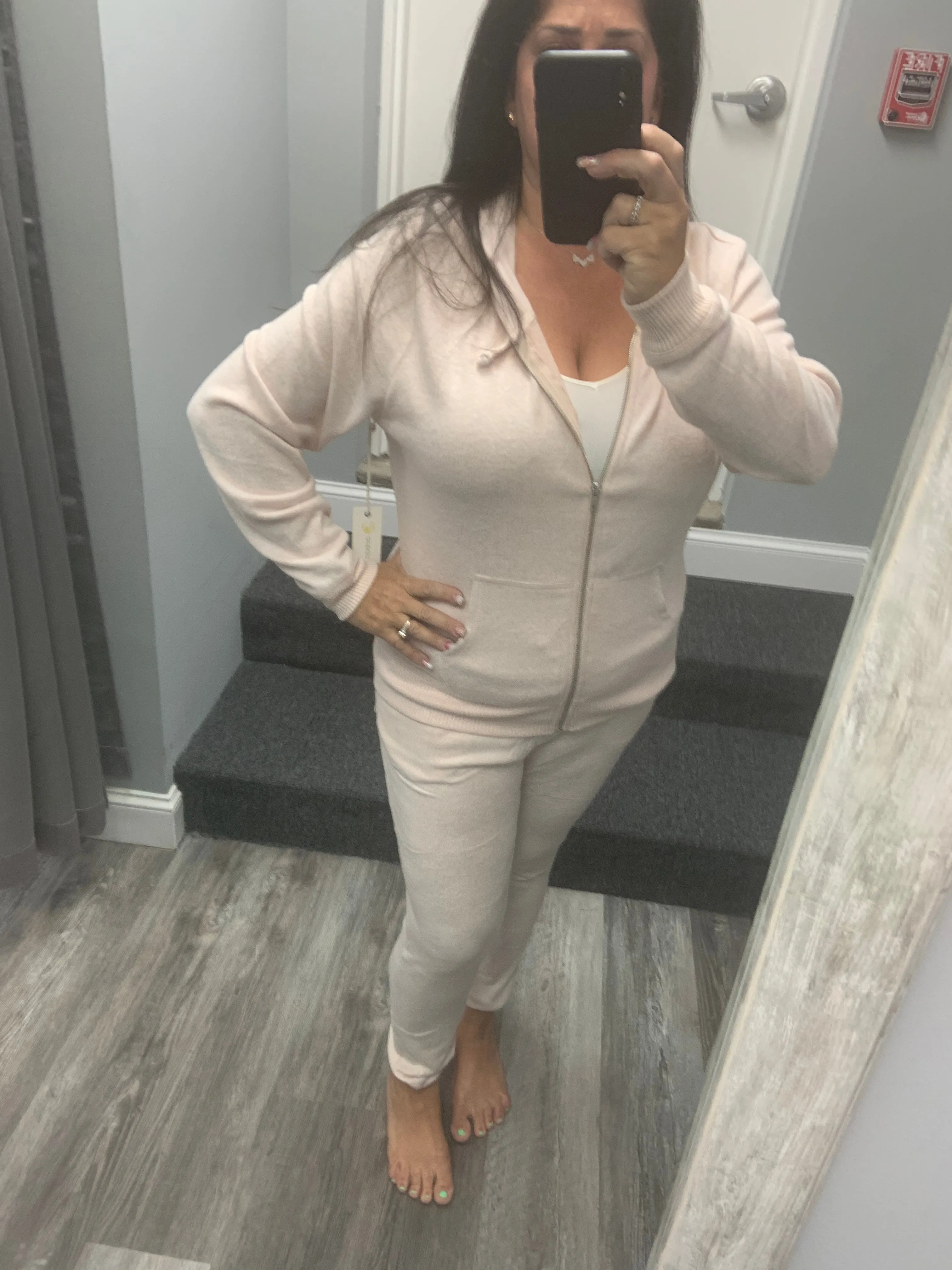 Ocean Drive Brushed Hacci Zip Hoodie - Heather Grey, Heather Pink or Heather Oatmeal