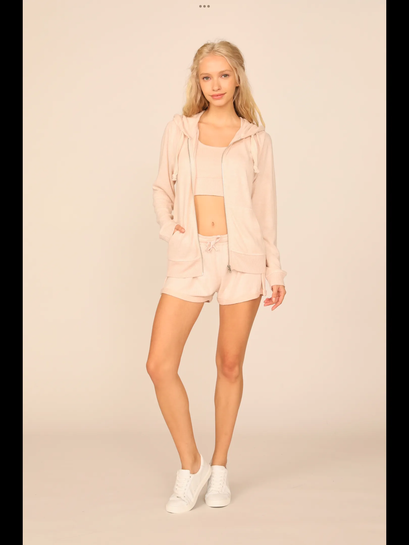 Ocean Drive Brushed Hacci Zip Hoodie - Heather Grey, Heather Pink or Heather Oatmeal