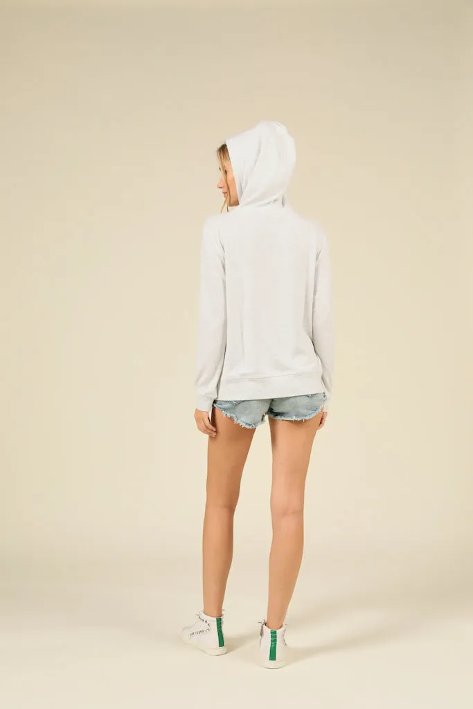 Ocean Drive Brushed Hacci Zip Hoodie - Heather Grey, Heather Pink or Heather Oatmeal