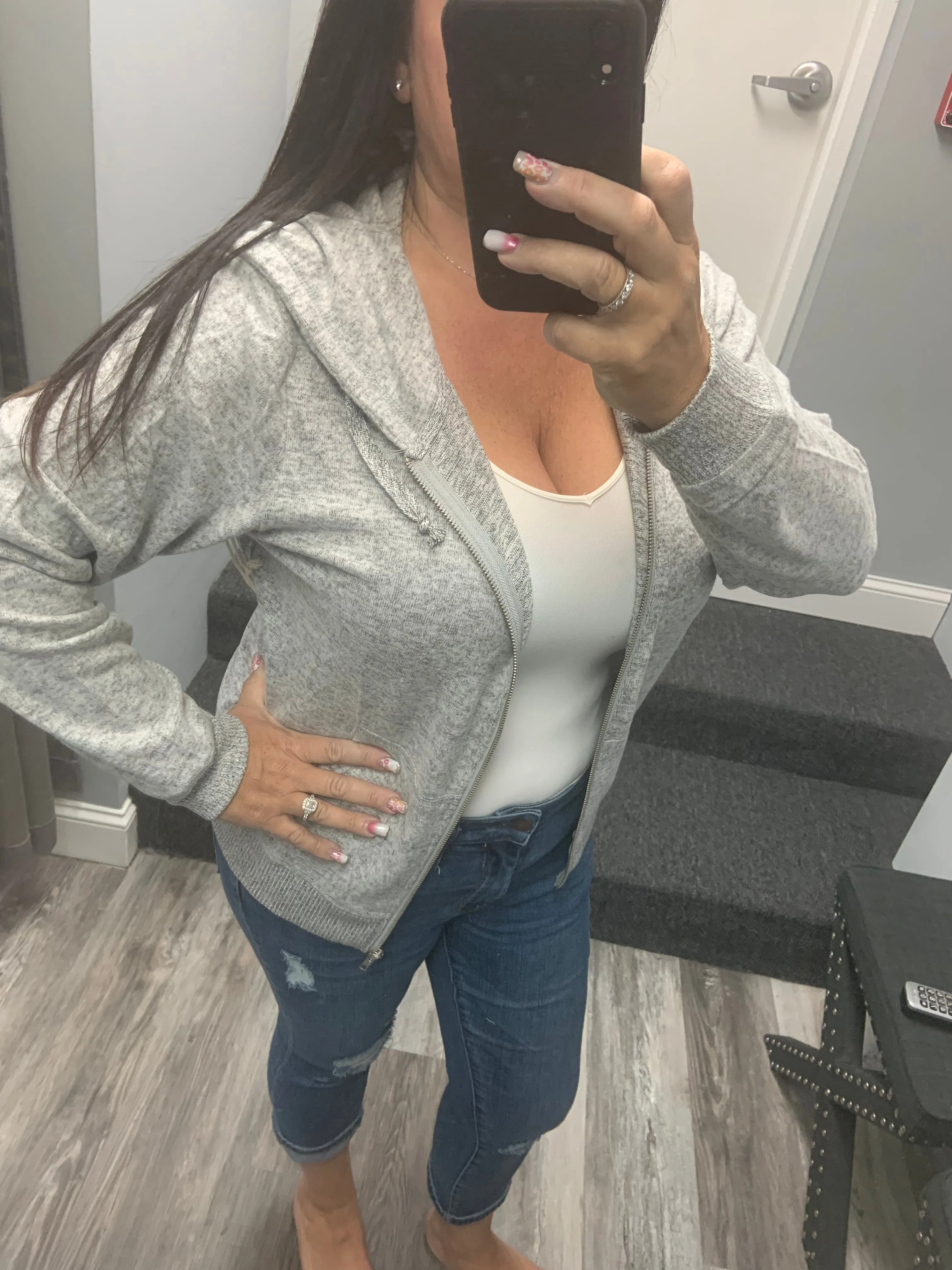 Ocean Drive Brushed Hacci Zip Hoodie - Heather Grey, Heather Pink or Heather Oatmeal
