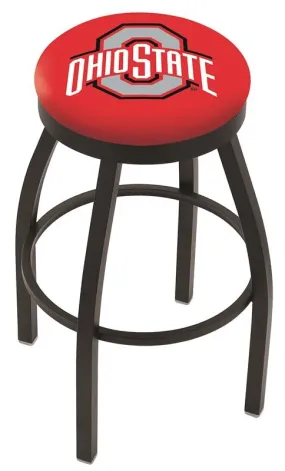 Ohio State Buckeyes HBS Black Swivel Bar Stool with Red Cushion