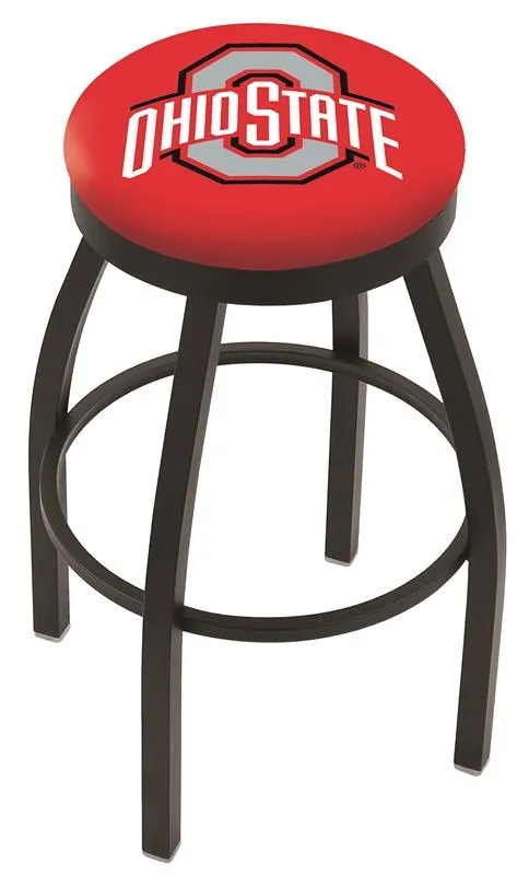 Ohio State Buckeyes HBS Black Swivel Bar Stool with Red Cushion