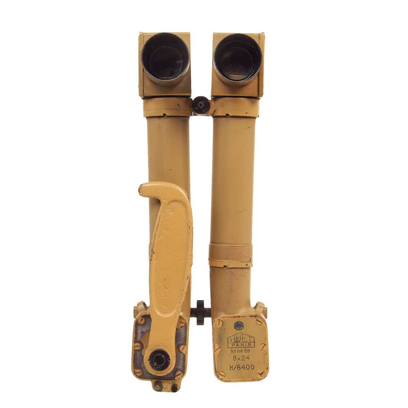Original French WWII "Rabbit Ears" 8 X 24 Trench Periscope Binoculars by Huet Paris with Leather Case - Possible German Capture