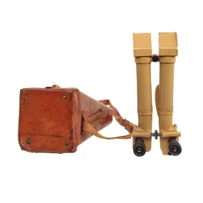 Original French WWII "Rabbit Ears" 8 X 24 Trench Periscope Binoculars by Huet Paris with Leather Case - Possible German Capture