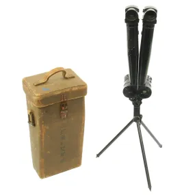 Original Japanese WWII Nikko 8 x 6 Rabbit Ear Small Artillery Periscope Binoculars with Case dated 1942