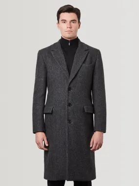 Single Breasted Wool Coat - Grey