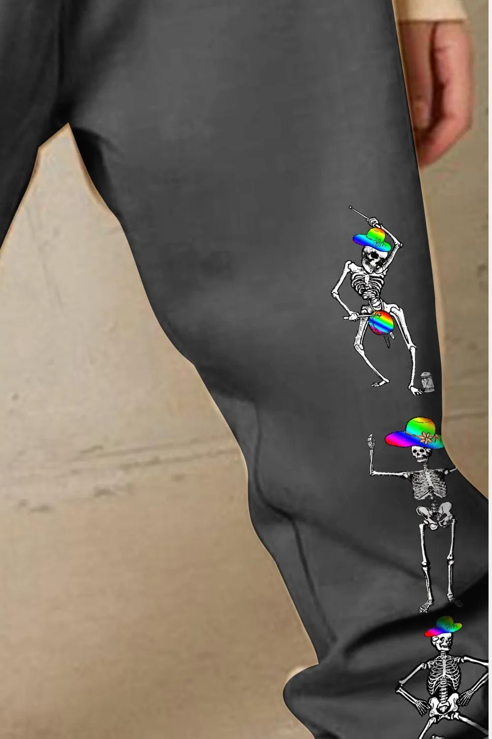 Skeleton Graphic Elastic Waist Sweatpants