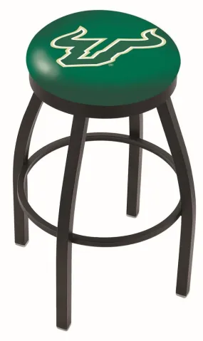 South Florida Bulls HBS Black Swivel Bar Stool with Green Cushion