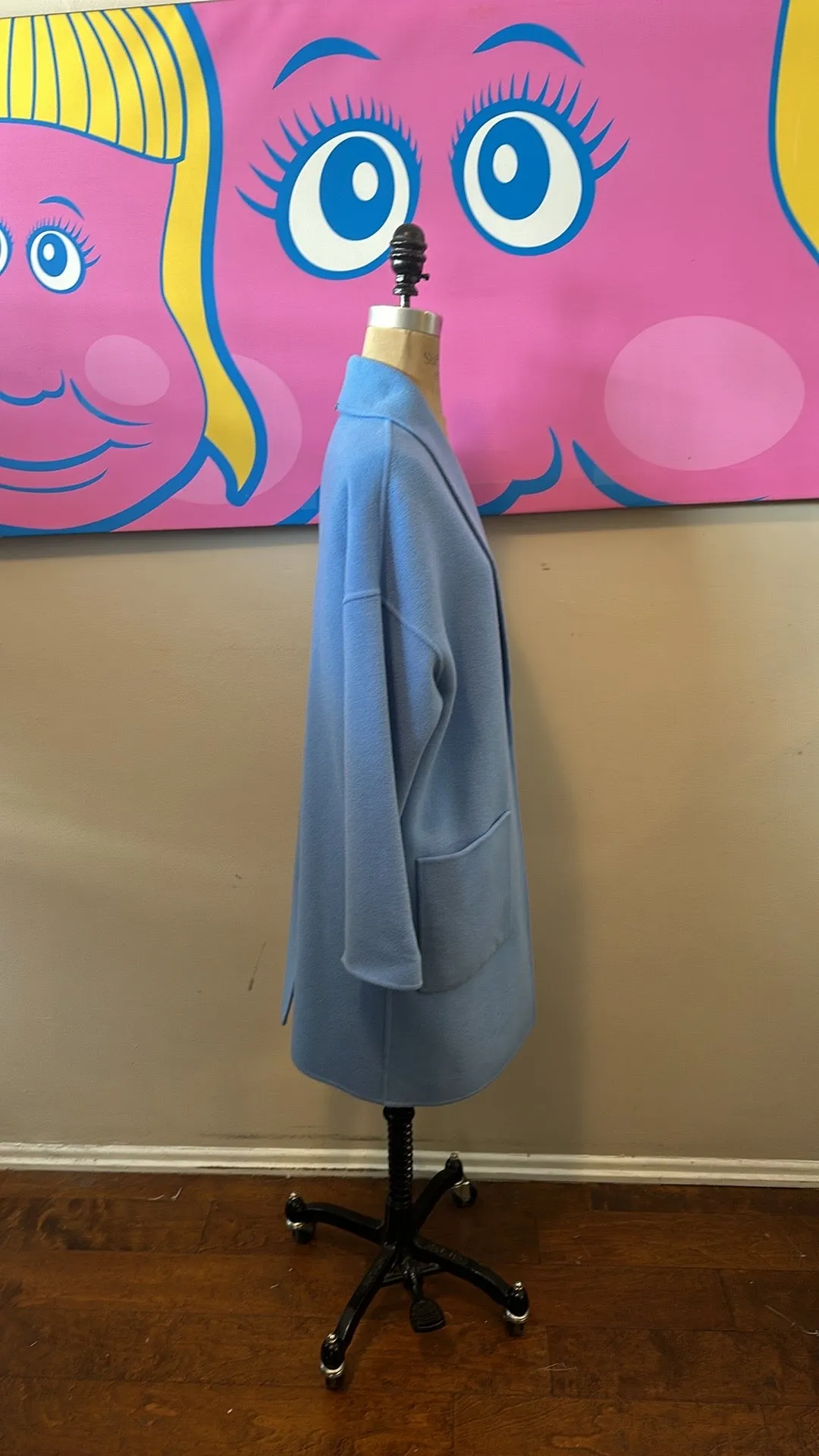 St. John Size S Blue Wool & Angora Coat