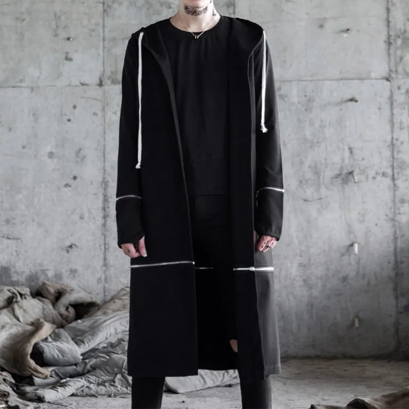 Stage Hooded Long Trench Coat