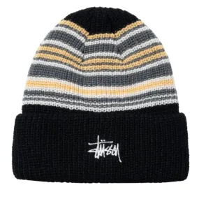 Stussy Striped Cuff Beanie - Black