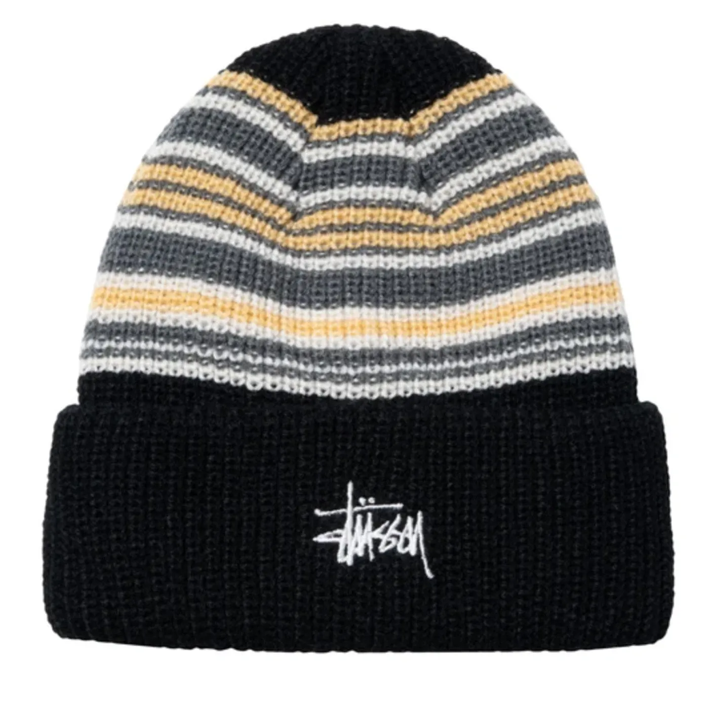 Stussy Striped Cuff Beanie - Black