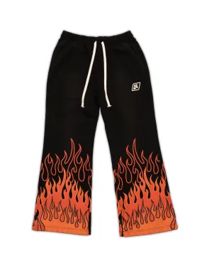 Sunset Orange Triple Flame Heavyweight Flared Sweatpants