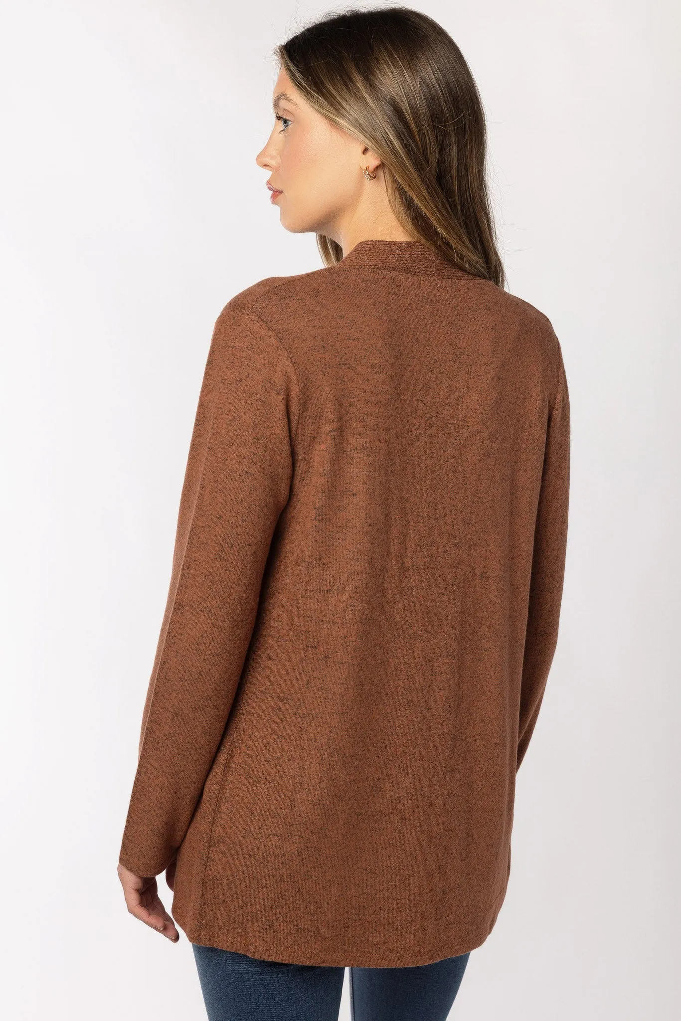 Supersoft Open Cardigan with Ribbed Trim