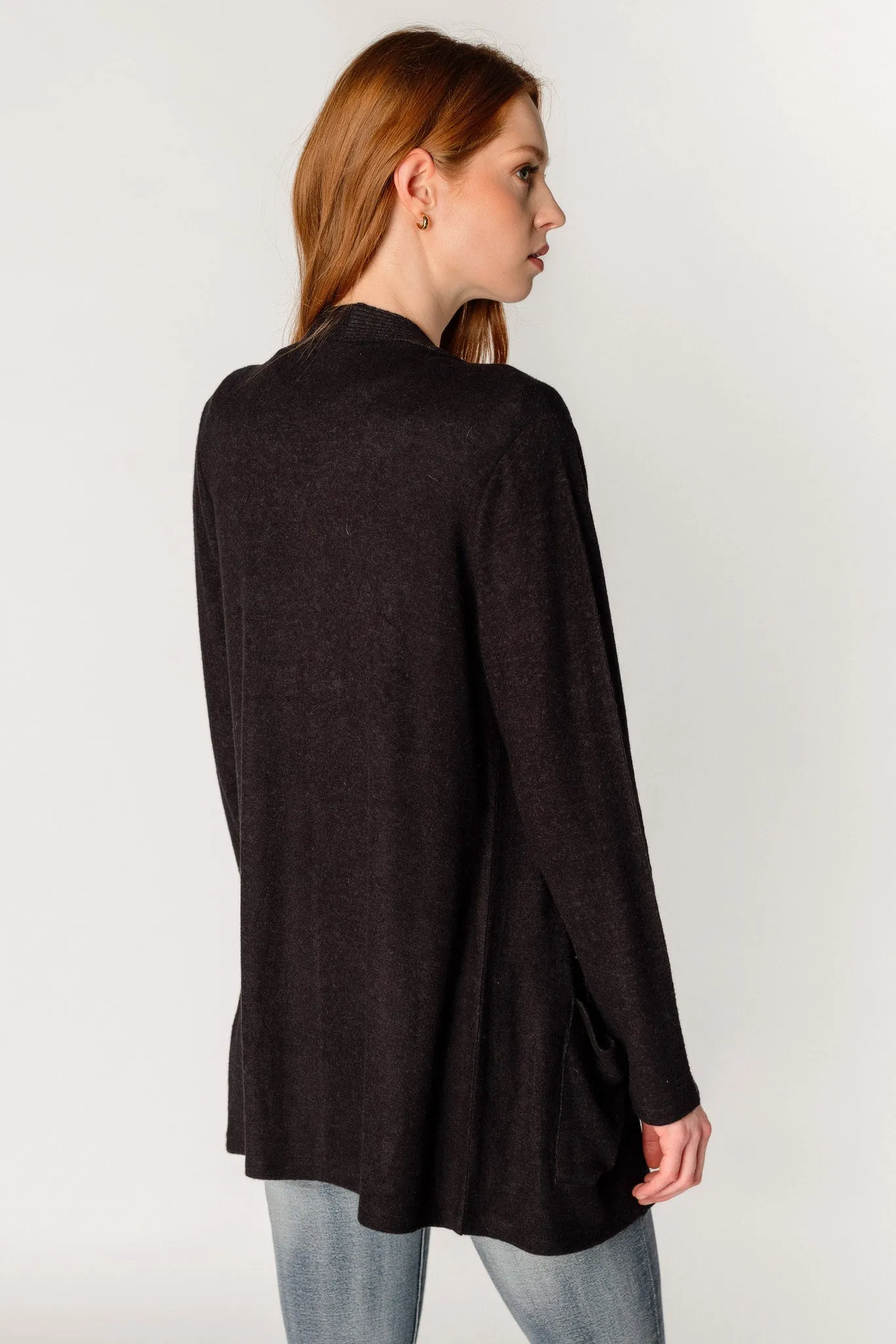 Supersoft Open Cardigan with Ribbed Trim