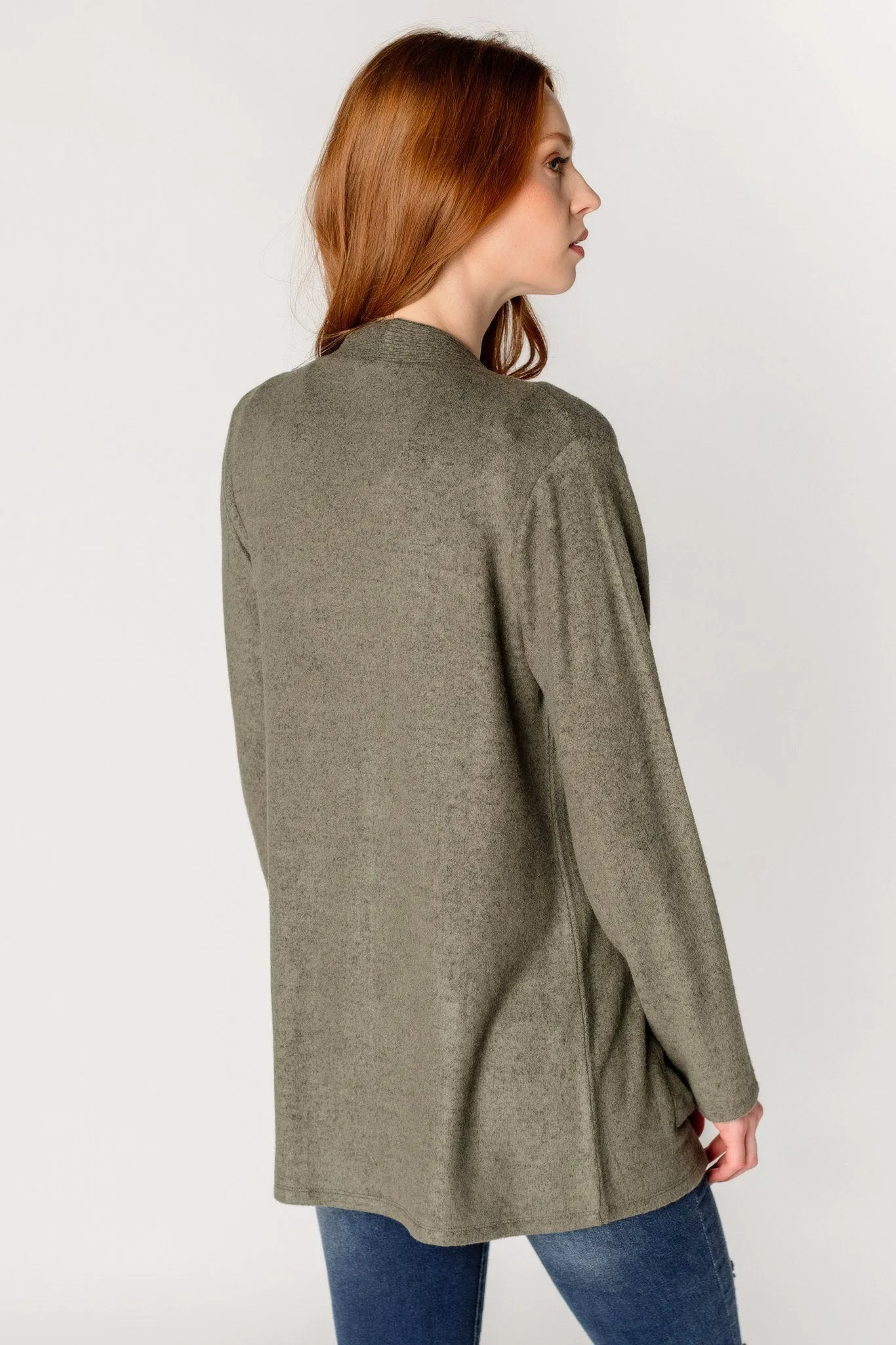 Supersoft Open Cardigan with Ribbed Trim