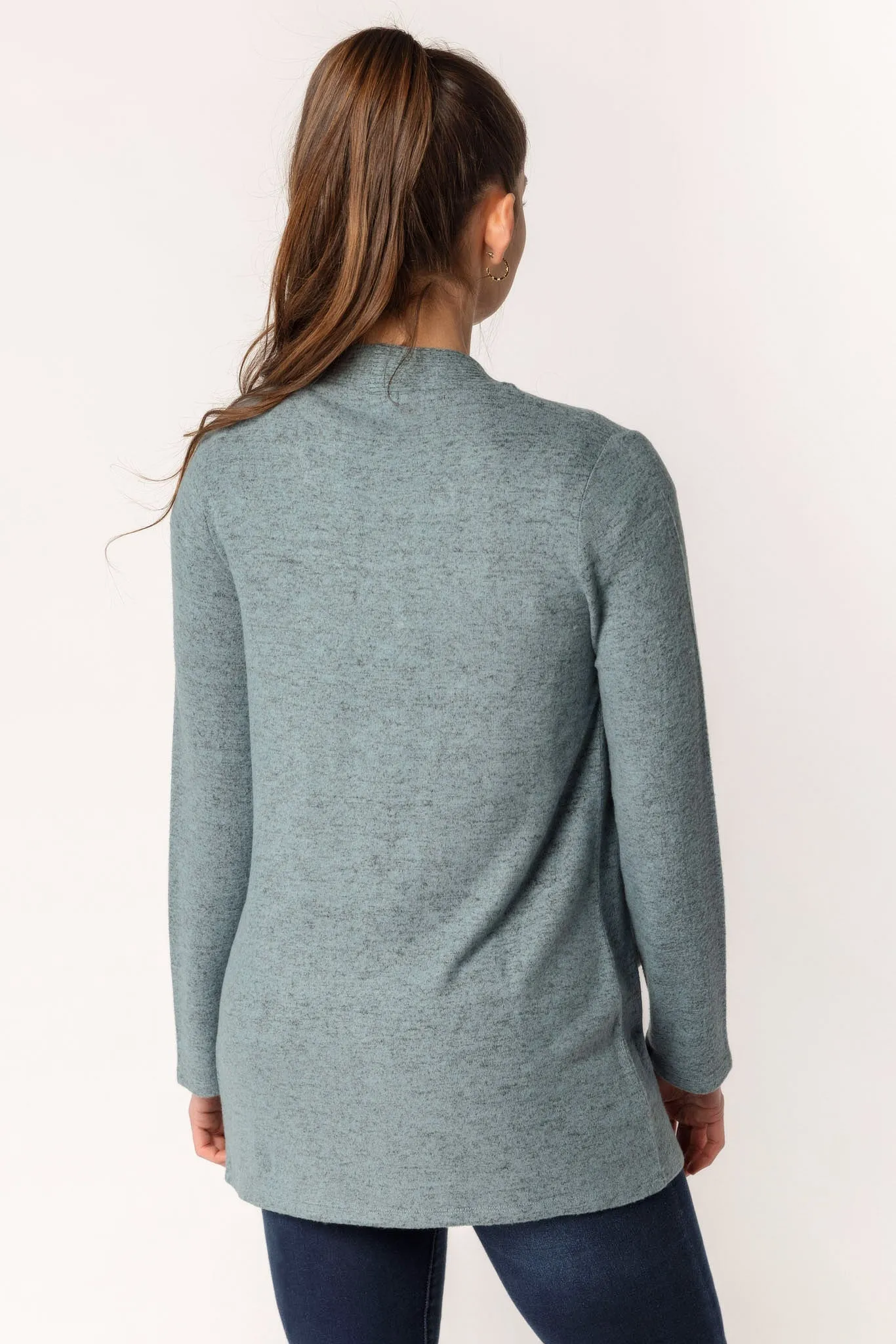 Supersoft Open Cardigan with Ribbed Trim