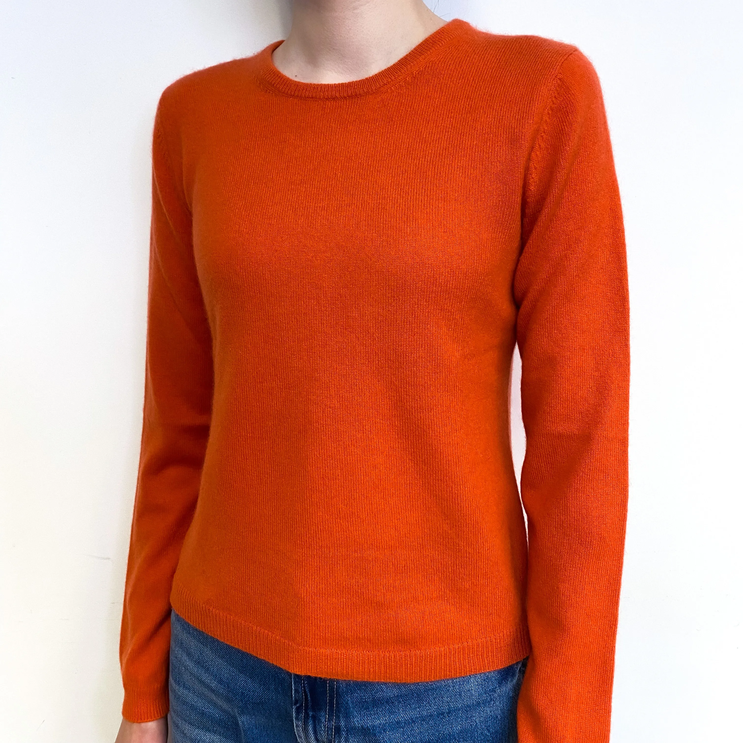 Tango Orange Cashmere Crew Neck Jumper Extra Small