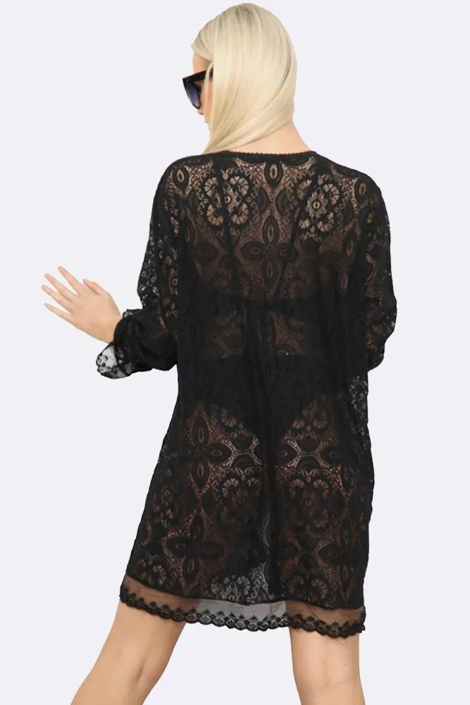 Tassel Tie Trim Lace Italian Tunic