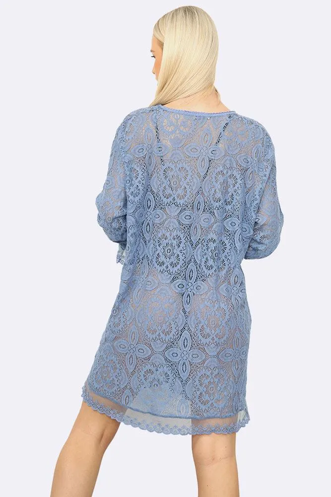 Tassel Tie Trim Lace Italian Tunic