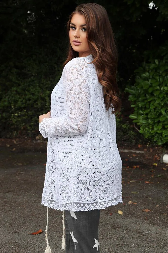 Tassel Tie Trim Lace Italian Tunic