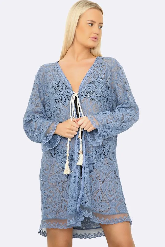Tassel Tie Trim Lace Italian Tunic