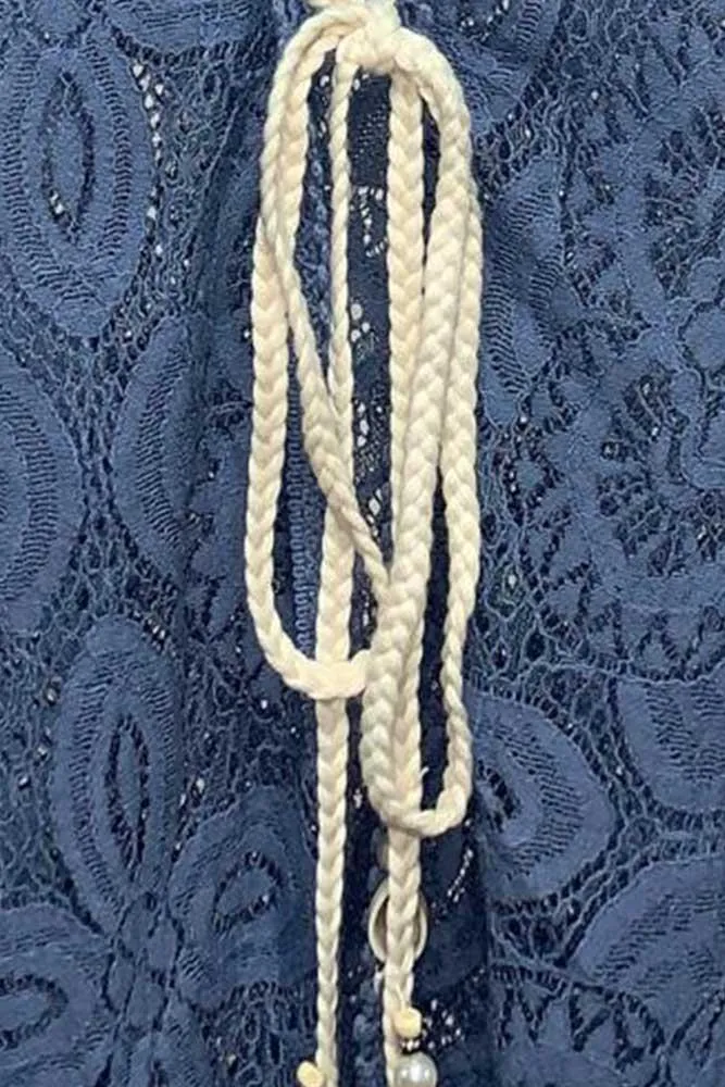 Tassel Tie Trim Lace Italian Tunic