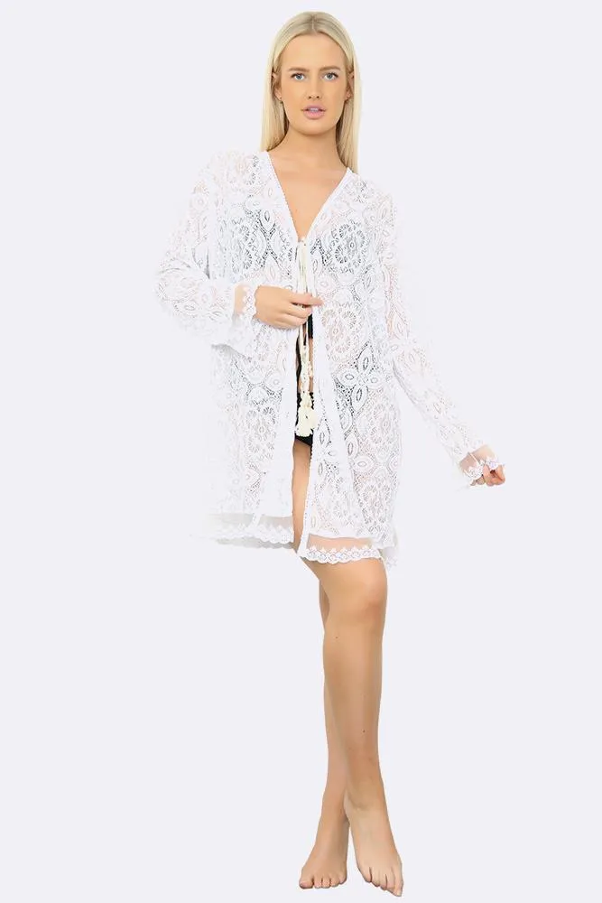 Tassel Tie Trim Lace Italian Tunic