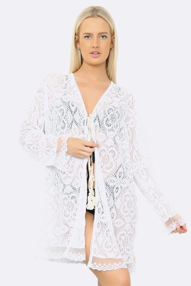 Tassel Tie Trim Lace Italian Tunic