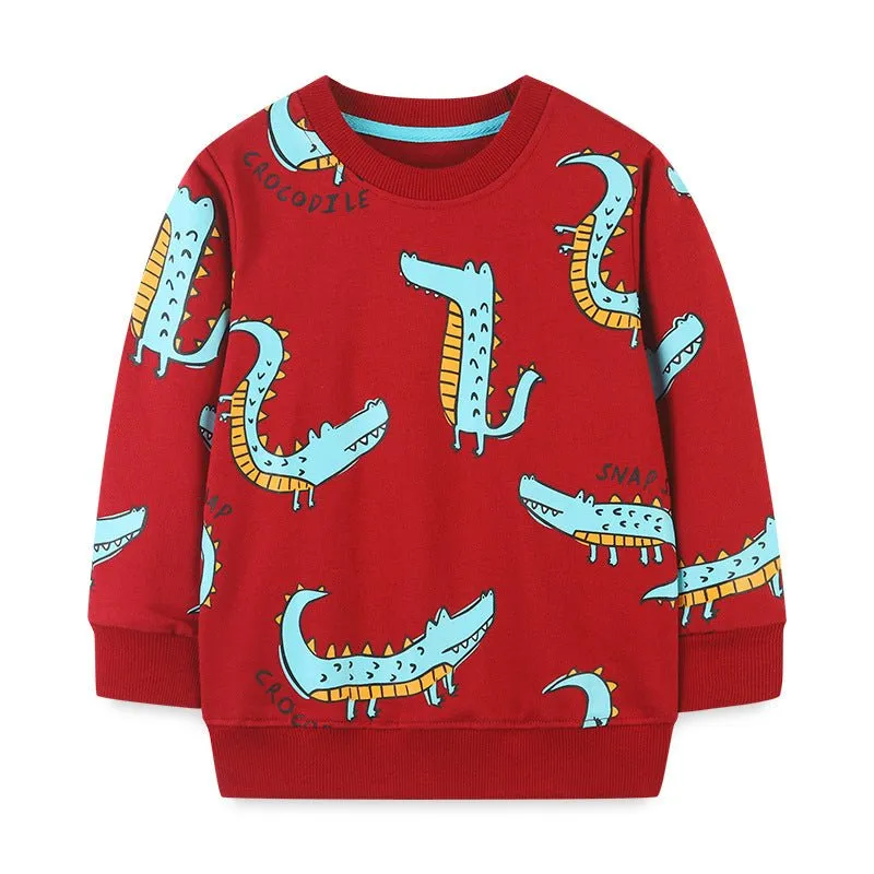 Toddler Boy's Long-Sleeve Crocodile Print Sweatshirt
