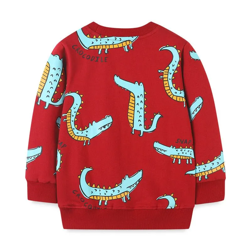 Toddler Boy's Long-Sleeve Crocodile Print Sweatshirt
