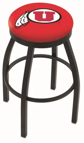 Utah Utes HBS Black Swivel Bar Stool with Red Cushion